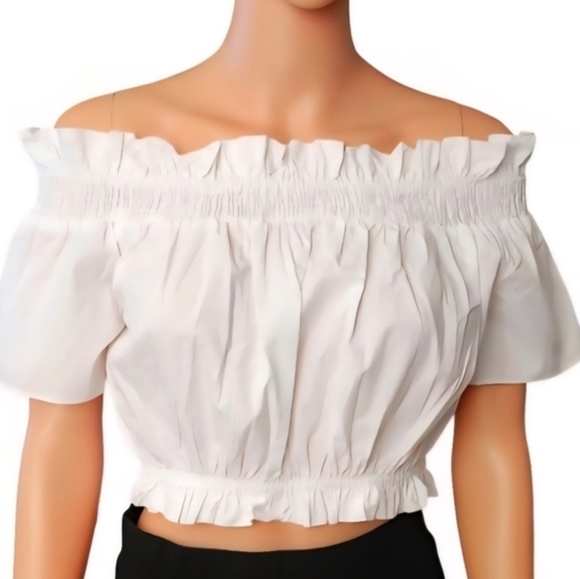 Zara Basic White Ruffled Top. Size M. - Picture 5 of 9